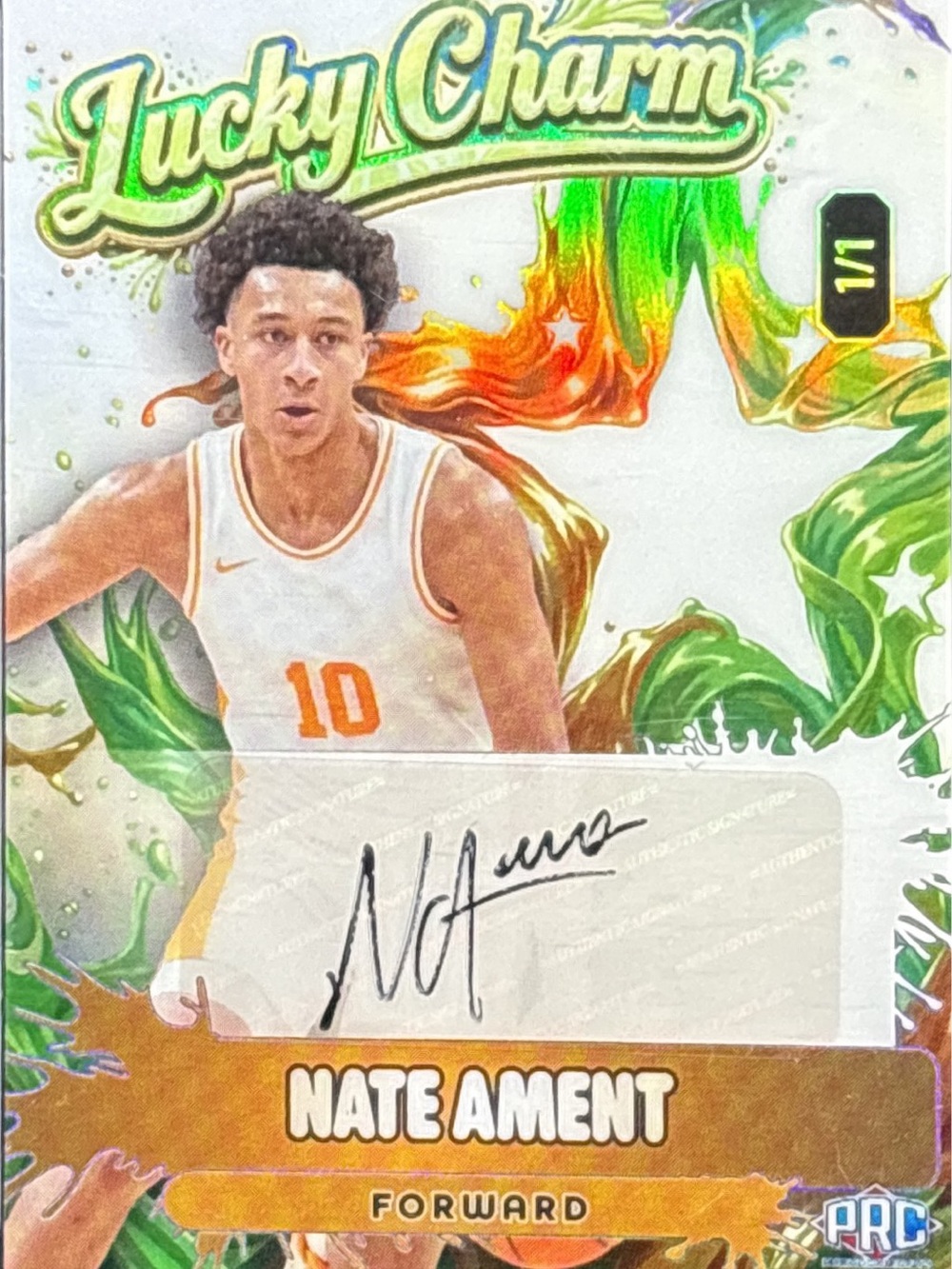 Wild Card Nate Ament Lucky Charm Autograph Basketball Card - LE 1/1